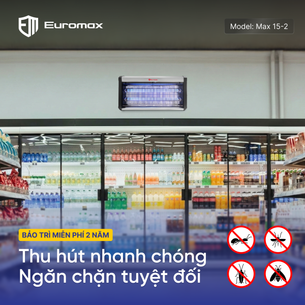 Đèn diệt côn trùng MAX 15-2 lắp đặt tại siêu thị
